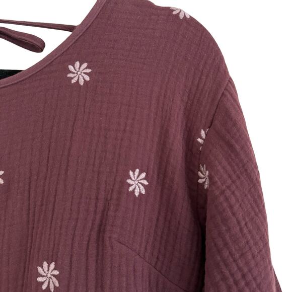 Madewell Embroidered Lightspun Peplum Open-Back Top Size XS - Picture 6 of 10